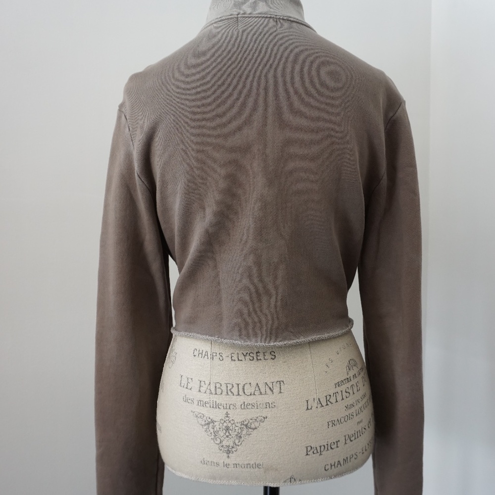 Cotton Citizen Gray Cropped Neck Zip Long Sleeve - Picture 4 of 6